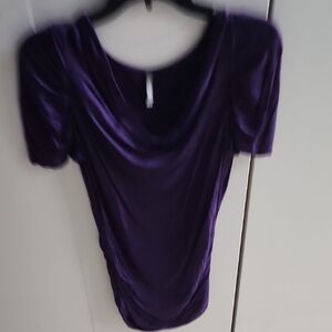 Charlotte Russe Purple Draped Short Sleeve Blouse
